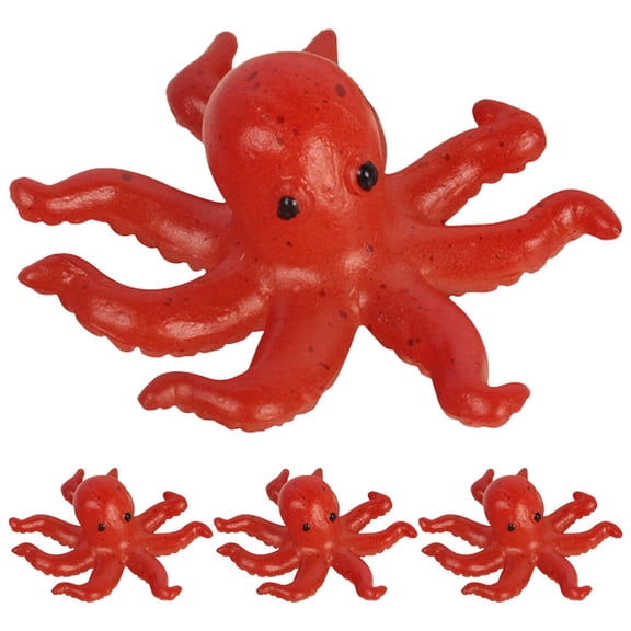 ETHZZLE 4Pcs PVC Octopus Figurine Brown Lightweight Decorative Marine Animal for Tabletop Display