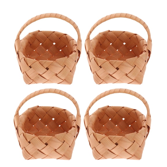 ETHZZLE Bamboo Wedding Baskets Brown Romantic Decor with Handles 4Pcs