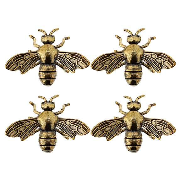 ETHZZLE 4Pcs Coffee Colored Brass Bee Figurines Vintage Style Small Indoor Decorative Accents