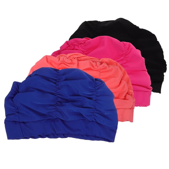 ETHZZLE 4Pcs Portable Swim Caps for Adults Comfortable Lightweight Large Swim Hats