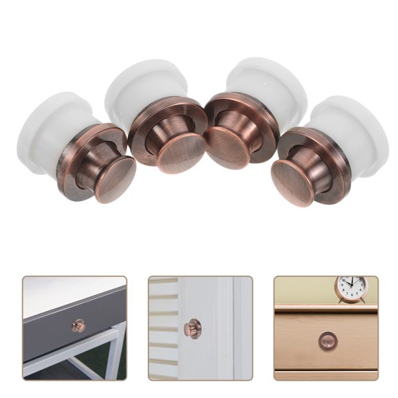 ETHZZLE 4Pcs Dark Red Embedded Invisible Cabinet Handles Spring Back Flush Pulls for Doors