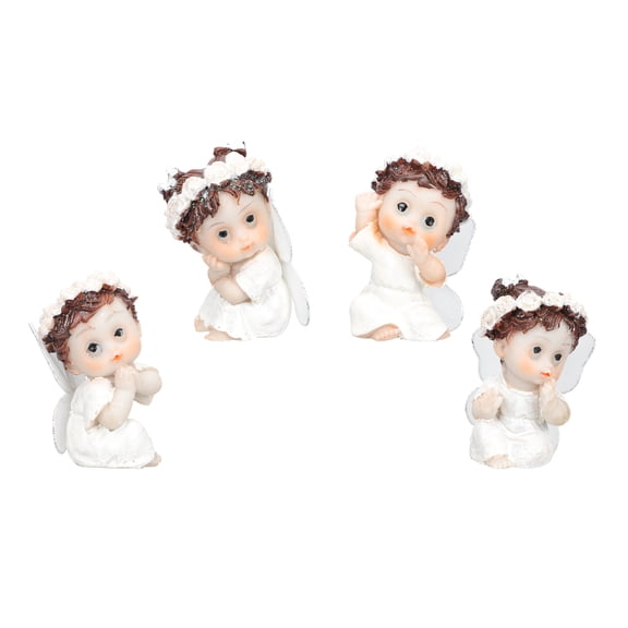 ETHZZLE 4Pcs Unique White Angel Figurine Resin Art for Wedding and Living Room