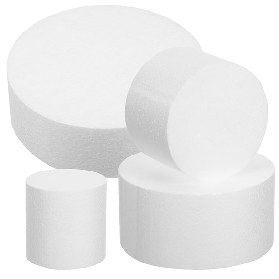 ETHZZLE 4-Pack White Foam Cake Dummies Round Molds for Cake Decorating Practice and Baking Display Props