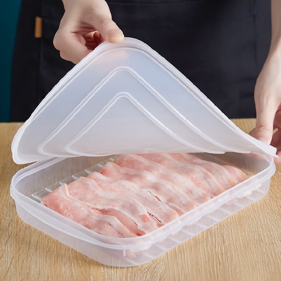ETHZZLE 4Pcs Food Preservation Tray Airtight Lid For Storing Lunch Meat In The Fridge