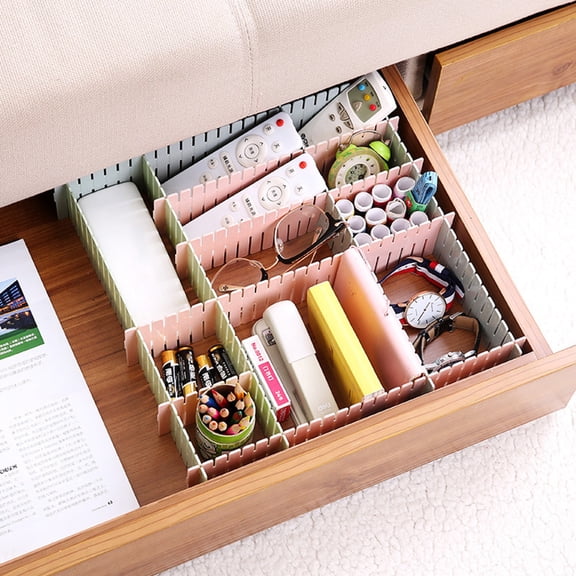 ETHZZLE 4Pcs Adjustable Plastic Drawer Grid Divider Green for Closet and Home Organization