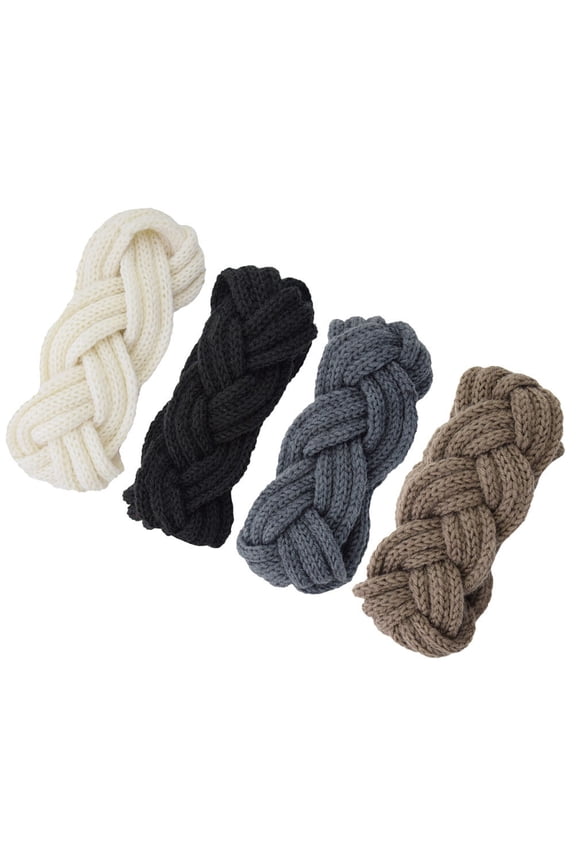 Charming Braided Wool Yarn Headbands Knitted Ear Warmer for Cold Climates 4Pcs