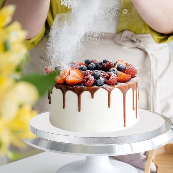 ETHZZLE 4Pcs Practical Plated Silver Cake Serving Plates with Premium Aluminum Foil Material