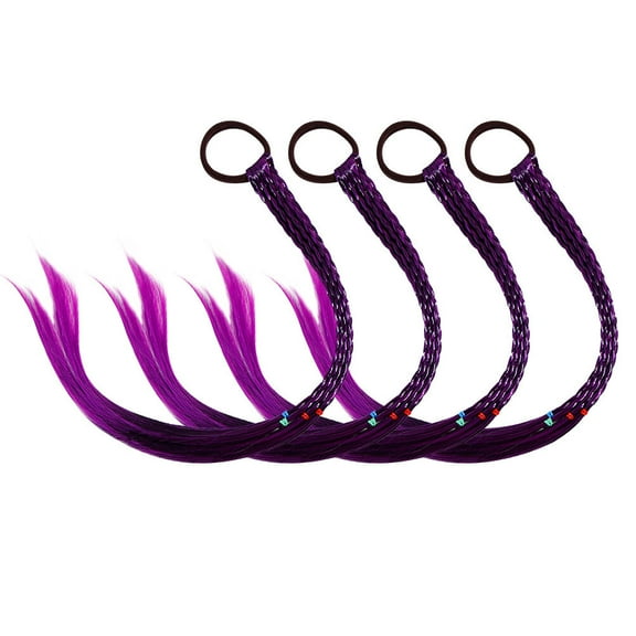 ETHZZLE 4Pcs Purple Braid Hair Rope Elastic Hair Ties Ponytail Wig Holder for Decoration