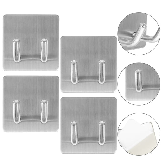 ETHZZLE Metal Coat Hooks Wall Hook Silver Stainless Steel 4Pcs