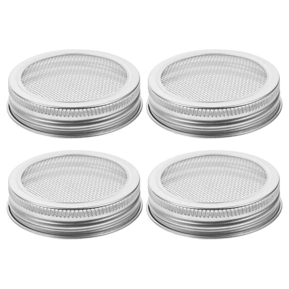 ETHZZLE 4Pcs Silver Strainer Lids for Wide Mason Jar Filtering