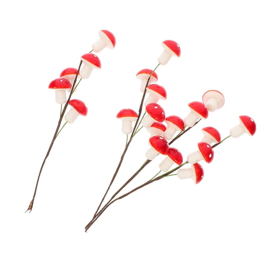 ETHZZLE 4Pcs Small Mushroom Ornaments Red Foam Realistic Design for Indoor Space Transformation