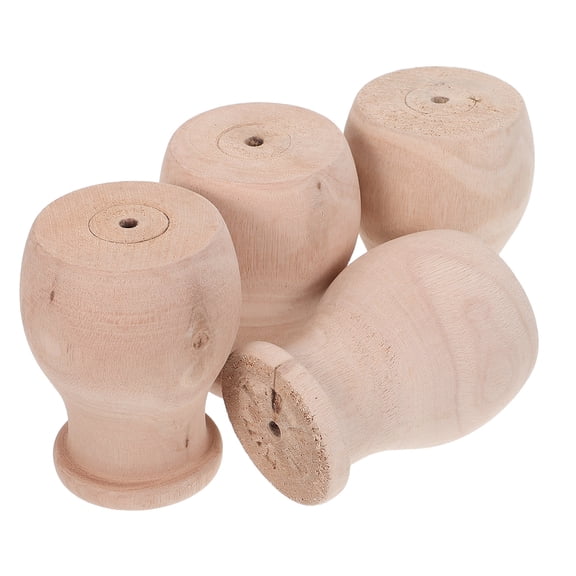 ETHZZLE 4Pcs Solid Hardwood Stairs Railing Posts with Unfinished Wood Round Finial for Rail Support