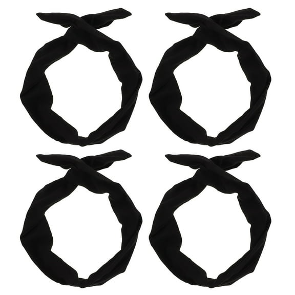 ETHZZLE 4-Pack Black Spa Headbands with Knotted Bow and Wire for Women, Comfortable and Stylish