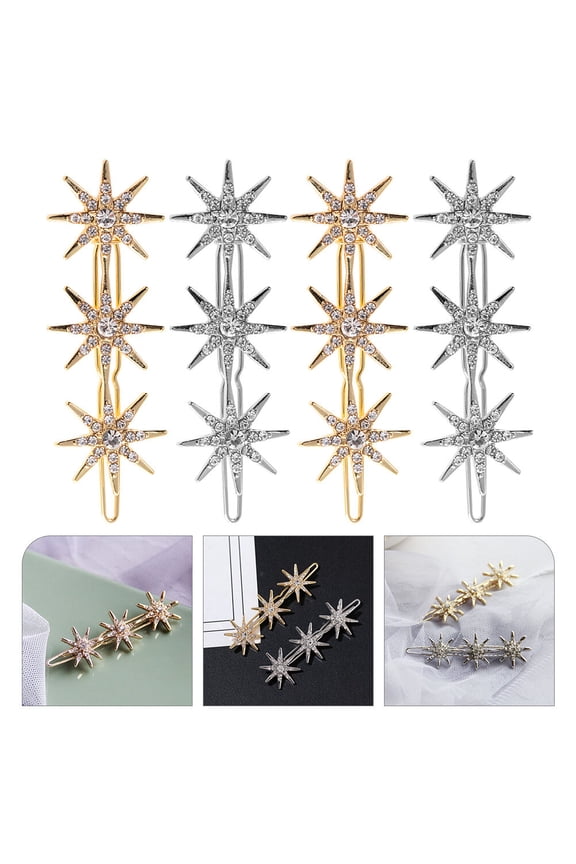 4-Piece Star Hair Pin Set with Rhinestone Accents, Stylish Hair Accessories for Women and Girls