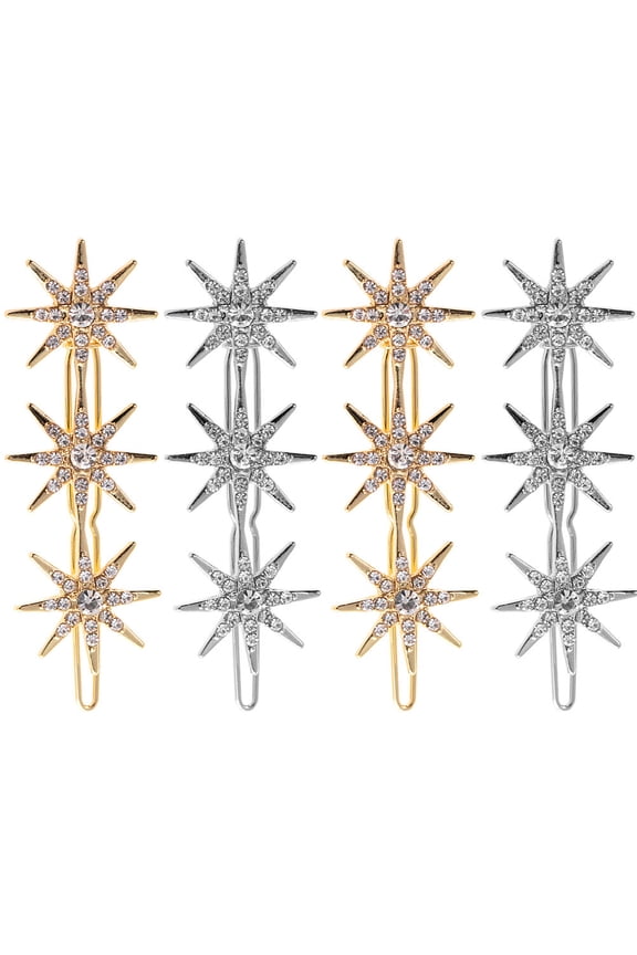 4Pcs Assorted Color Star Hairpins Rhinestone Embellished Hair Accessories