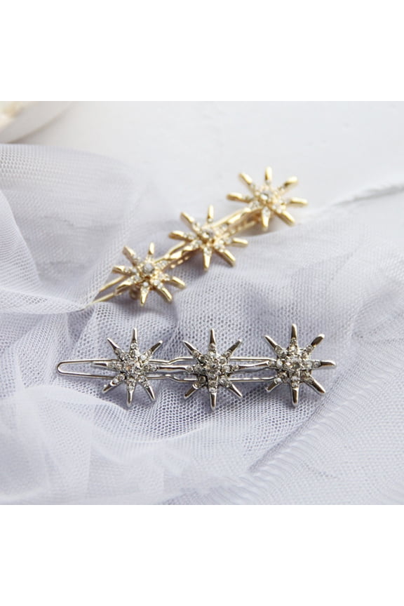 4Pcs Assorted Color Star Hairpins Rhinestone Embellished Hair Accessories