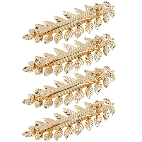 ETHZZLE Set of 4 Golden Leaf Hair Clips, Elegant Decorative Barrettes for Womens Styling and Hair Accessories