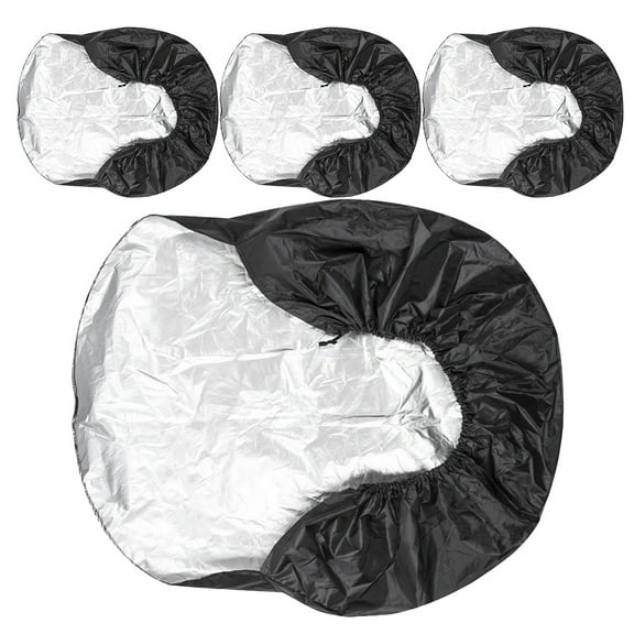 ETHZZLE 4pcs Travel Trailer Wheel Covers Black 190T Polyester Taffeta UV Protection