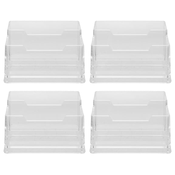 ETHZZLE 4Pcs Transparent Acrylic Business Card Display Stand Desktop Organizer for Office and Exhibitions