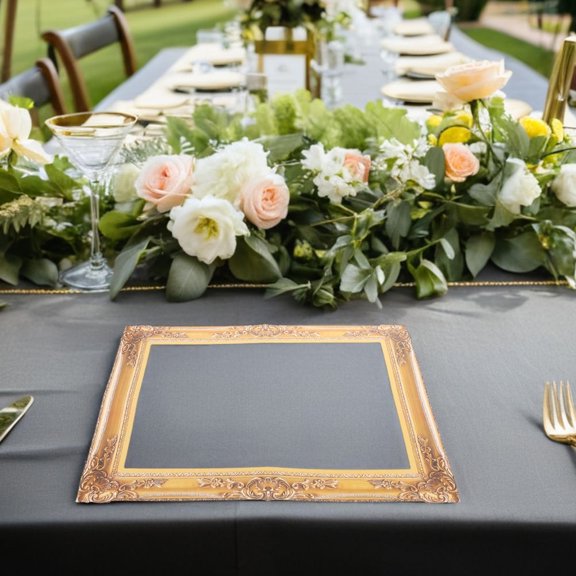 ETHZZLE 4Pcs Wedding Reception Props Golden Paper Photo Frame Elegant Design for Romantic Pictures