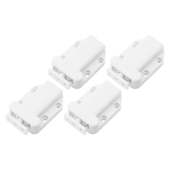 ETHZZLE 4Pcs Push Latches for Cabinets Touch Catch Latch White Plastic Spring Bounce for Home Use