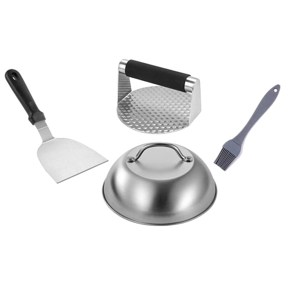 ETHZZLE 4-Piece Metal Hamburger Patty Maker Set with Easy-to-Use Design for Perfect Grilling and BBQ