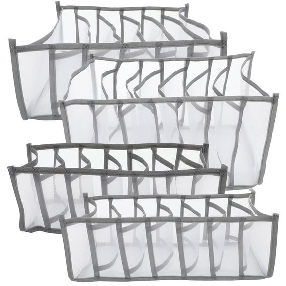 ETHZZLE 4Pcs Wardrobe Clothes Organizer Grey Multi Compartment Box for Jeans Socks and Underwear