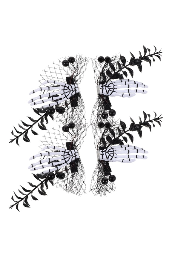 4pcs Halloween Skull Hand Hair Clips Scary Skeleton Hairpins Zombie Punk Horror Barrettes Hair Accessories for Women Girls Styling Headpieces