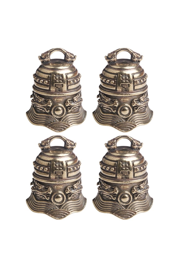 4-Pack Metal Keychain Bells, Brass Retro Style Hanging Charms for Living Room Decor and Craft Enthusiasts