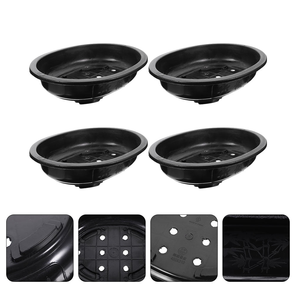ETHZZLE Black Oval Planter Pots with Minimalist Style, PP Material for Indoor and Home Gardening Decor