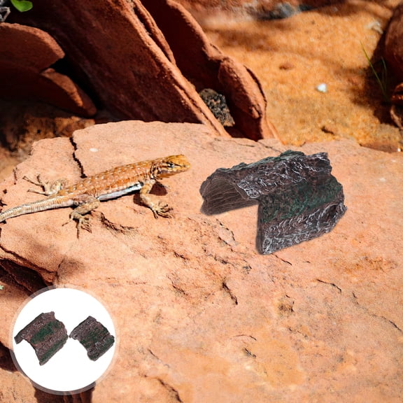 ETHZZLE 4pcs Reptile Faux Bark Cave - Plastic Spider Hide Shelter - Lizard Hideout Hiding Log - Small Snake Resting Cave - Tortoise House & Shrimp Spot
