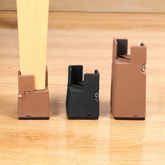 ETHZZLE 4-Pack Adjustable Bed Risers, Rust-Resistant Black Steel Lifting Blocks for Furniture and Home Improvement