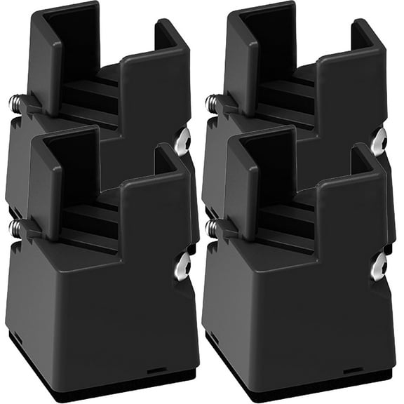 ETHZZLE 4pcs Rust-proof Bed Lifts Risers Adjustable Width Black Steel Raising Blocks for Home Improvement