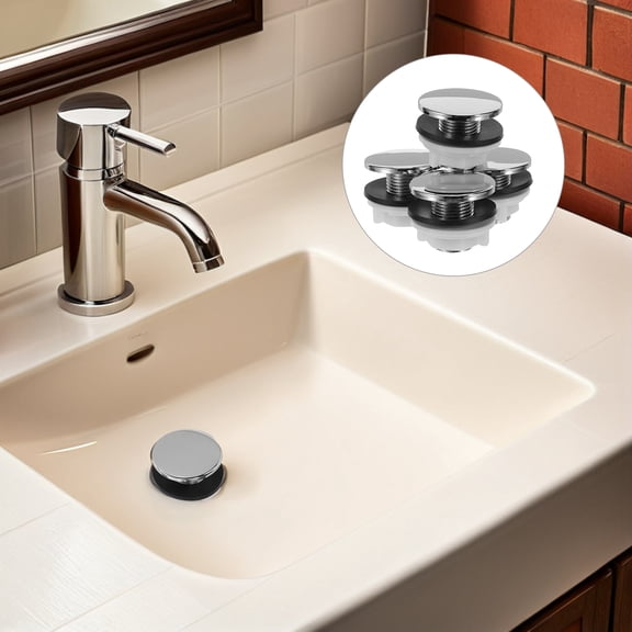ETHZZLE 4-Pack Sink Overflow Covers, 3/8 Inch Plastic Drain Caps, Reusable Spillover Hole Plugs for Bathroom and Kitchen Sinks