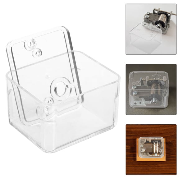 ETHZZLE 4Pcs Clear Plastic Music Box Assembly Kit with Transparent Cover Easy Hand Crank Mechanism