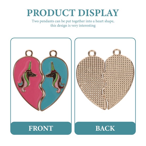 ETHZZLE Heart Shaped Alloy Charms for Jewelry Making Assorted Color 5Pairs