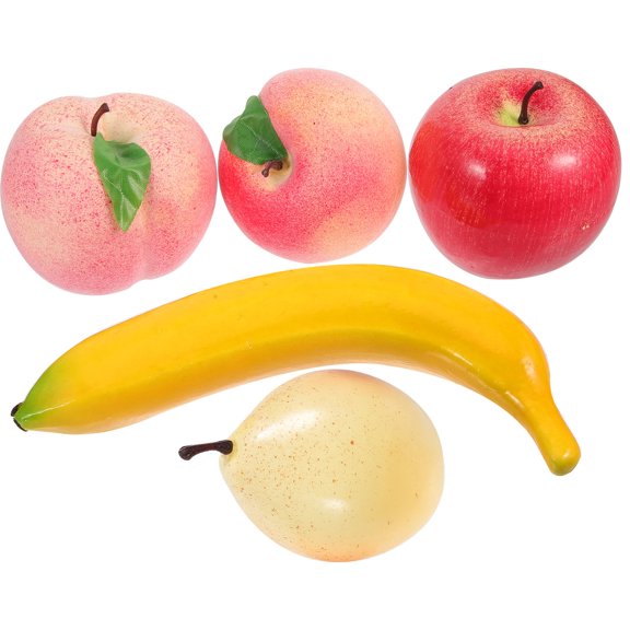 ETHZZLE 5-Piece Artificial Fruit Set with Assorted Colors, Plastic Fruit Models for Table Centerpieces, Home Decoration and Display