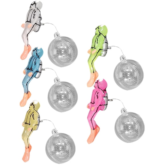 ETHZZLE 5Sets Decorative Fish Tank Diver Figurine Vibrant Color Floating