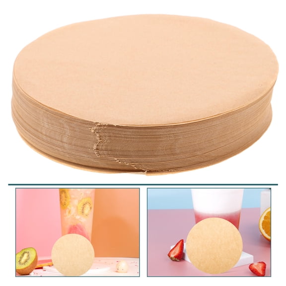 ETHZZLE 500Pcs Light Brown Paper Cup Cap Lid Liners Leak Proof Sealing Film for Home Use