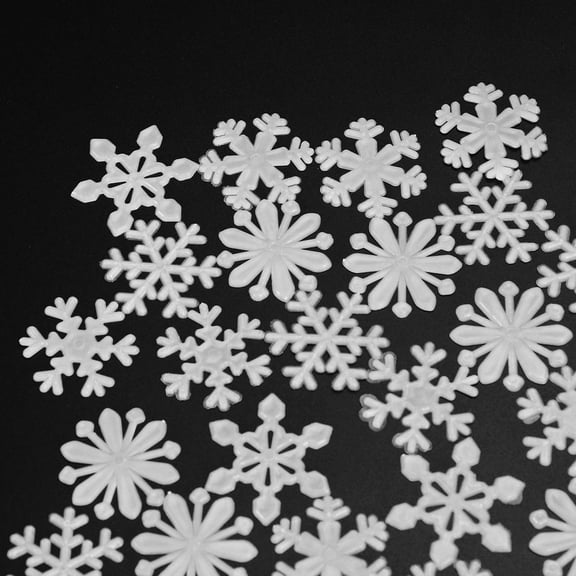 ETHZZLE 50Pcs White Snowflake Wall Decor Stickers Glow in The Dark Christmas Art