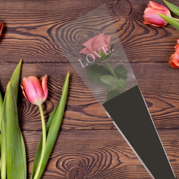 ETHZZLE 50Pcs Black Single Flower Sleeve Bouquet Wrap Bags for Party and Festival