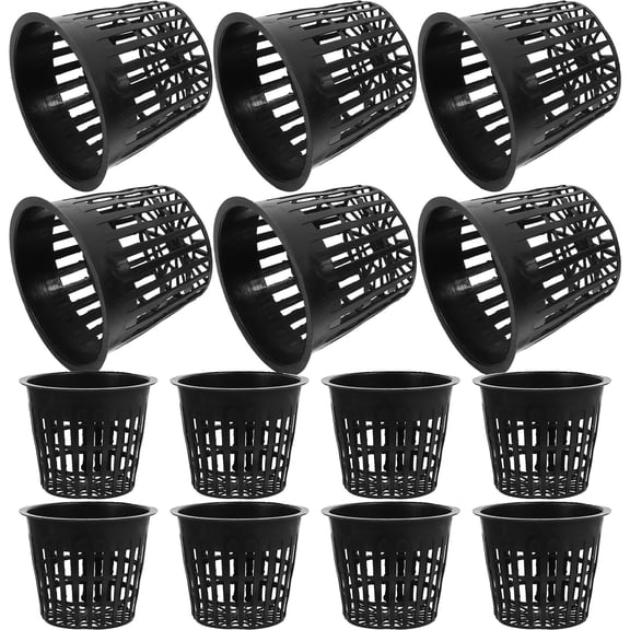 ETHZZLE 50Pcs Black Hydroponic Net Pots Plastic Planting Basket for Efficient Root Growth