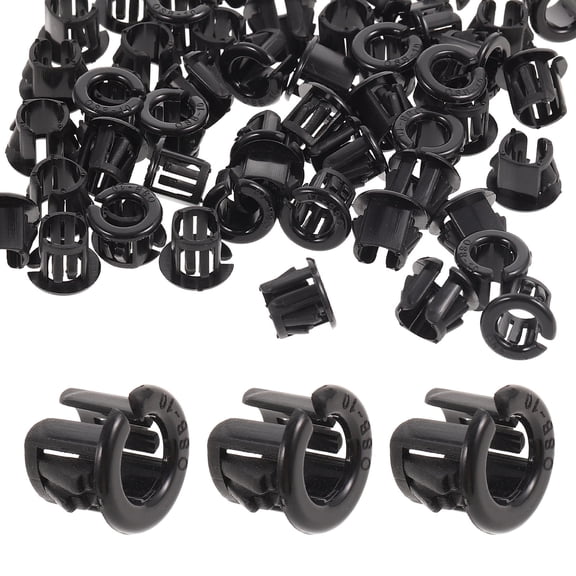 ETHZZLE 50Pcs Cable Bushing Black PA66 Round Wiring Grommet for Installation Protection