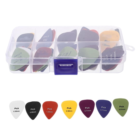 ETHZZLE 50Pcs Guitar Picks Kit Thick Small Bass Ukulele Picks with Sturdy Build for Practice