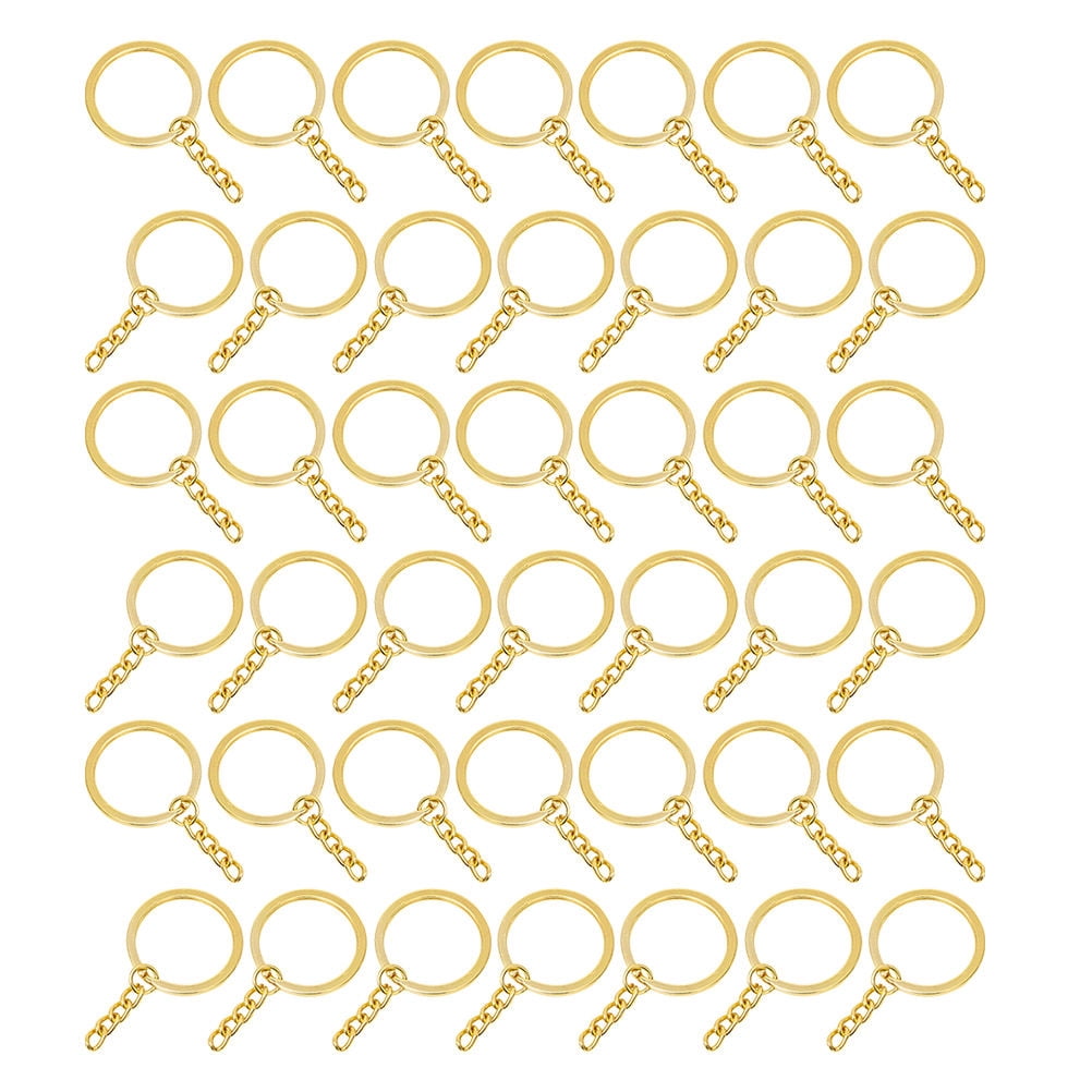 ETHZZLE 50Pcs Metal Golden Circular Key Rings Key Chain Making Supplies ...