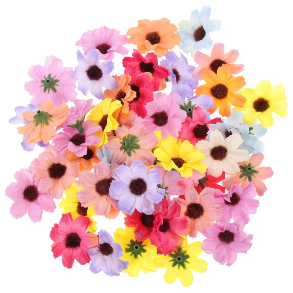 ETHZZLE Silk Faux Daisies in Assorted Colors for Home and Wedding Decoration 50Pcs