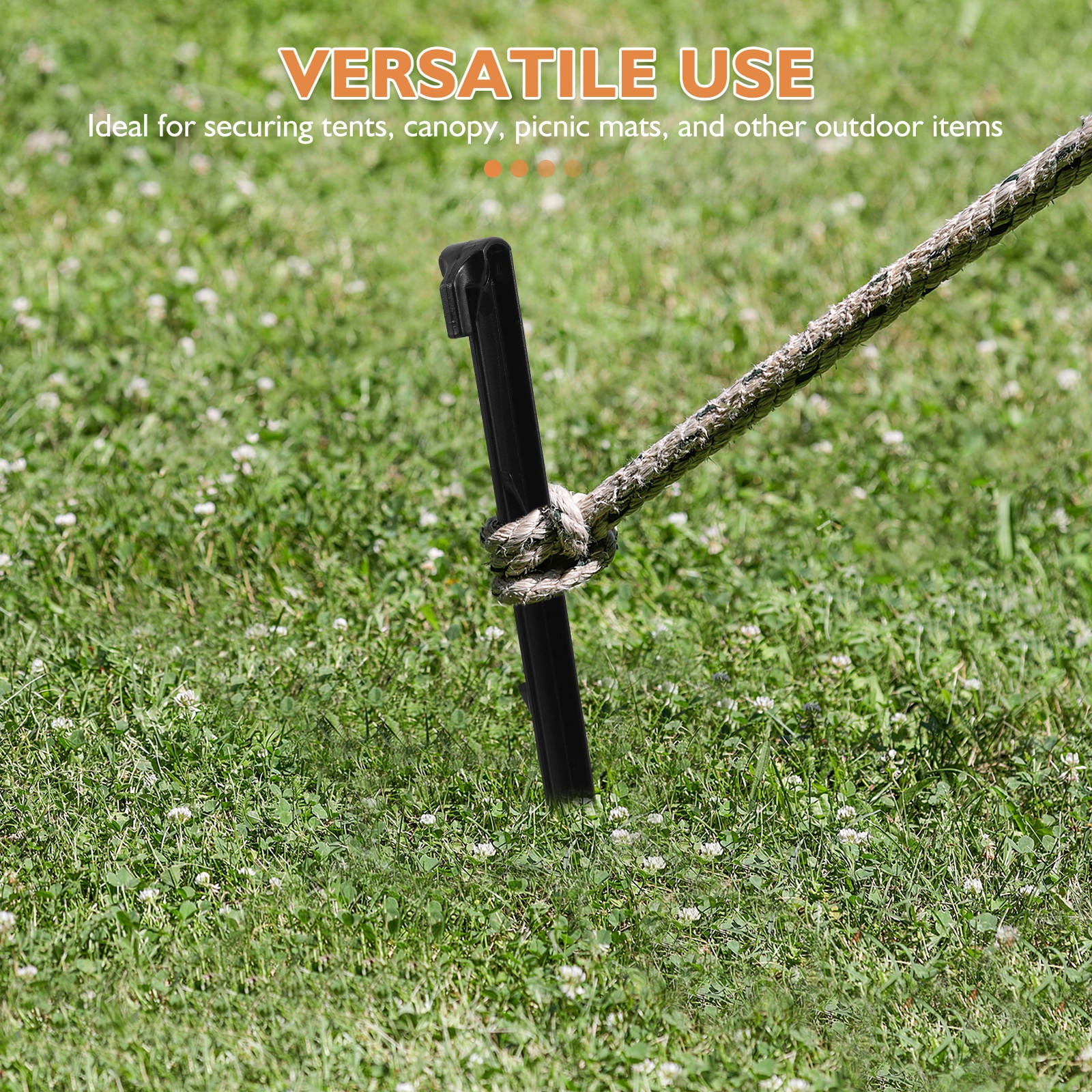 ETHZZLE 50Pcs Black Plastic Lawn Stakes Durable Ground Anchors for Outdoor Tent Use
