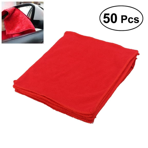 ETHZZLE 50Pcs Red Microfiber Cleaning Cloth for Car Use High Absorption Scratch Free Durable