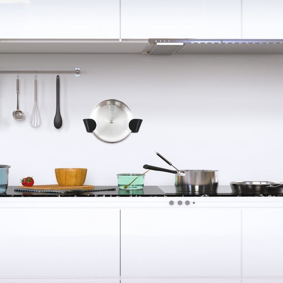 ETHZZLE 5Pairs Kitchen Pot Lid Organizer Dark Green Adhesive Hook Stand for Walls