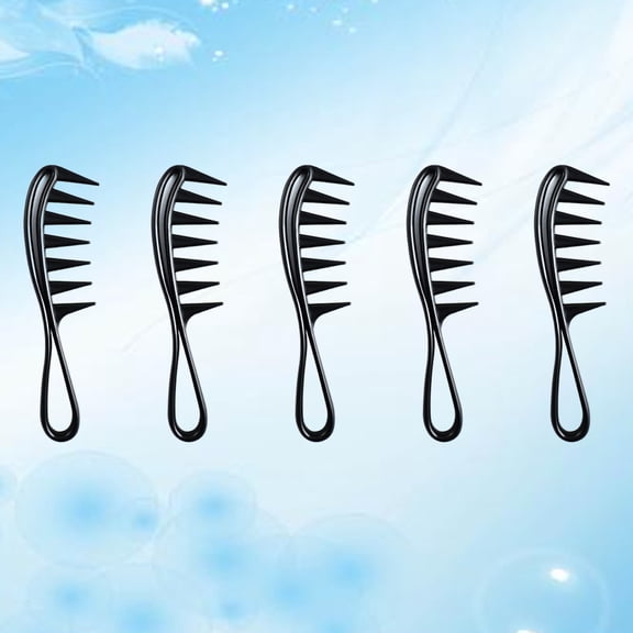 ETHZZLE Anti-Static Fish Tooth Comb Black for Gentle Detangling and Hair Styling 5Pcs